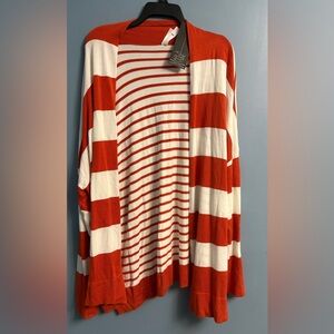 MarlaWynne Orange and White Striped Cardigan